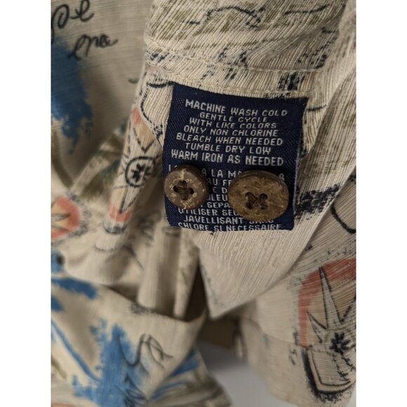 Havana Jacks Cafe Silk Hawaiian Short Sleeve Men Medium Button Up Shirt St Barts - Picture 6 of 8